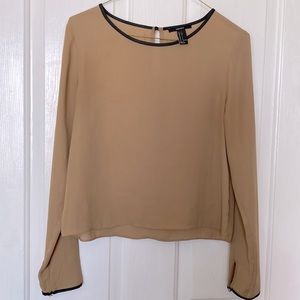 Tan Blouse with Black Trims